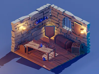 Robber's lair 3dillustration 3dmodeling blender illustraion illustration isometric isometric design low poly lowpoly lowpolyart