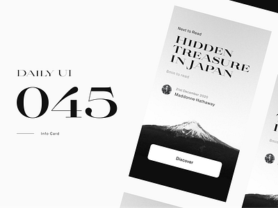 Daily UI 045 - Info Card 🗻 black white black and white blackandwhite clean daily ui daily ui 045 dailyui dailyui 045 figma monochrome photo ui uidesign