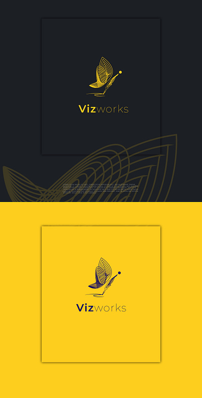 Logo for female sketchnote entrepreneur butterfly feather lineart pen