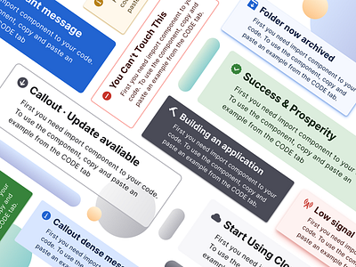 Callout Ui design - Figma React UI kit alert app callout design system development error figma material message notification positive push react success ui kit web