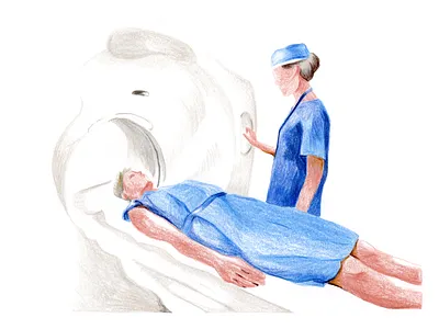 American Hospital of Paris - 05 2d characters chirurgical doctor genuine graphic hopital illustration illustrations irm laboratory magnetic resonance imaging mri patient pencil pencil art radiography sick ui web