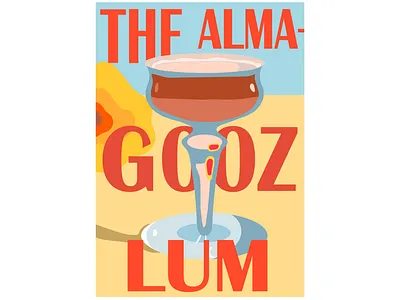 Vintage cocktail Almagoozlum illustration branding cocktail concept fresh colors illustration minimalistic poster summer type typogaphy vector vintage