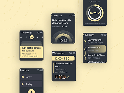 Time Management - Apple Watch App aftereffects animation app apple watch clean design concept design figma ios management app minimal notification reminder app schedule smartwatch task management time tracker uiux watch watch app