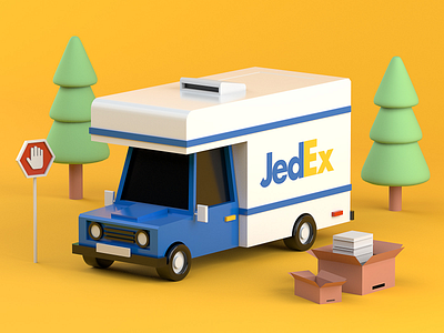 Delivery Truck 3d c4d delivery illustration paper parcel truck