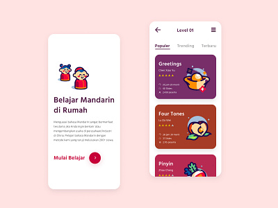Learning Mandarin Online App chinese course app ios app design learning app mandarin ui