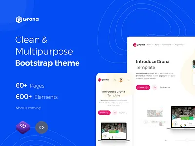 Grona template : Initial Release v 1.0.0 blue bootstrap bootstrap 4 bootstrap template creative hello dribble hello template html html template illustration invite landing landing page multipurpose product design template theme ui ux