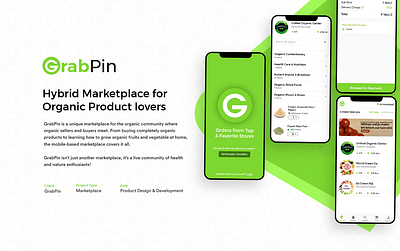 GrabPin - Hybrid Marketplace for Organic Product lovers app app design branding delivery app design grocery app healthy app marketplace app mobile app design ordering app organic ordering organic product ui ux