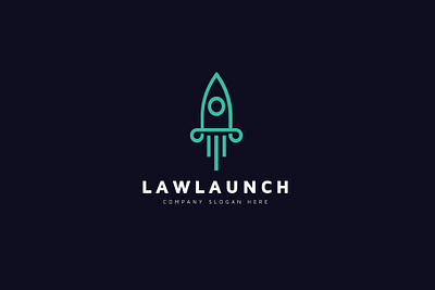 law + launch app branding commerce company design icon illustration lauch law logo monoline negative space logo rocket vector