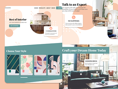 Interior Design Web Mockup figma interior interior decor interior design interiordesign pastel webdesign website website design