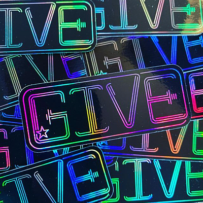 GIVE - Holographic Foil custom custom type design give giving graphic design letter lettering letters star sticker type typography