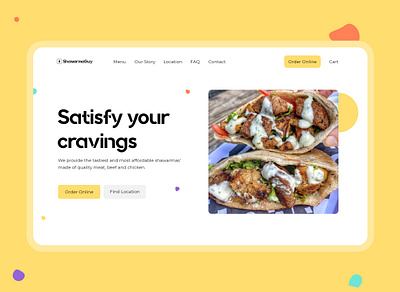 Shawarma Guy Website Design adobe xd app colorful dailyui design dribbble dribbble best shot freelance restaurant shawarma typography ui uidesign uiux ux web web design website xddailychallenge