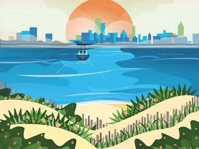 Sandy Hook beach illustration landscapes nature nature illustration vector