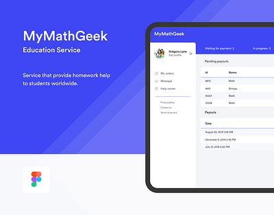 MyMathGeek − education platform/dashboard dailyui e learning education education app math platform service students uiux webdesign