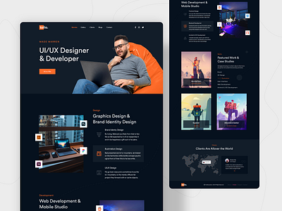 Portfolio Landing Page 2020 design 2020 trends dark dark theme dark ui dribbble best shot landing page design popular shot portfolio design portfolio landing page portfolio site portfolio website trends twinkle uidesign web webdesign website website concept website design