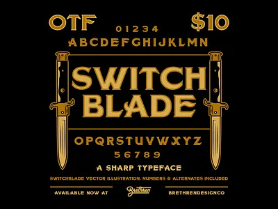 Switchblade Display Font badge branding font greaser illustration knife lettering new font resources sharp switchblade type typography vector