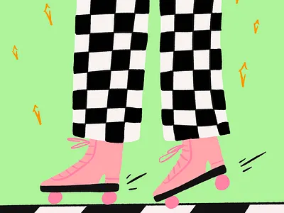 We Live to Skate bold dance digital illustration fun illustration magical procreate roller skating texture throwback women
