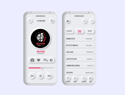 Music App app app concept apparel application neumorphic design neumorphism ui ui ux ui design uiux ux ux design uxdesign