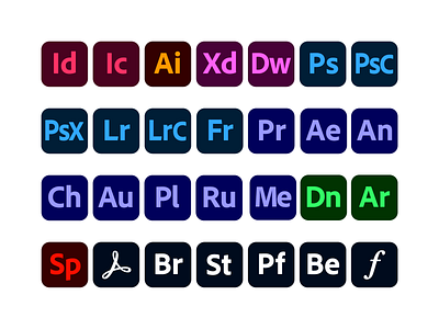 FREE 2020 Adobe CC apps icon set adobe adobe cc adobe creative cloud adobe illustrator adobe indesign adobe logos adobe photoshop adobe products adobe xd creative cloud download flat flat design flat icons icon design icon set iconography icons