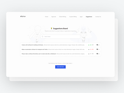 Suggestion Board Web Design branding challenge clean daily downvote figma flat illustration minimal reddit suggestions ui upvote ux vote