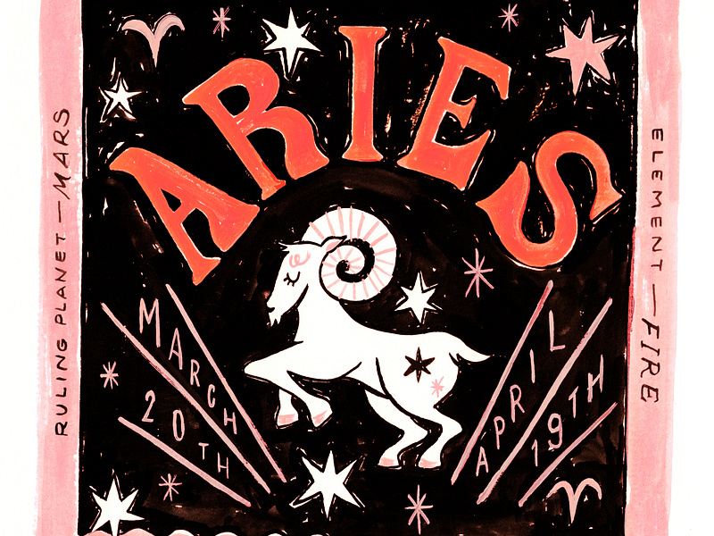 Aries design horoscopes illustration typography