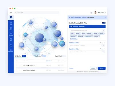 Network Configuration for Security Filter (DNS) 3d admin analytics application clean connection dashboard template minimal navigation search select box statistics system tabs typography ui design user interface ux design visual identity web app