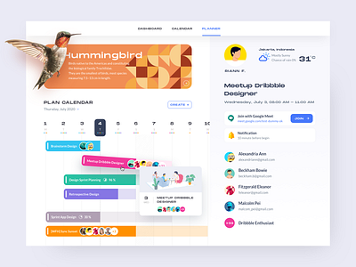 Plan Calendar ⠿ Work Diary calendar ui clean concept dashboad design exploration hangout plan ui weather work diary