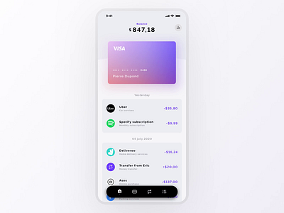 Refined banking prototype animated app balance bank banking budget card concept creditcard dataviz expenses finance fintech gradient minimal modern money ui ux