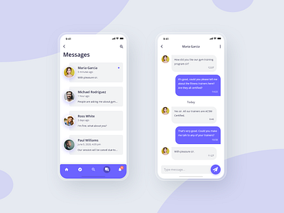 10 Days Design Challenge - Day 5 - Fitness App Messaging 10ddc adobexd app chat design fitness messages messaging ui uidesign