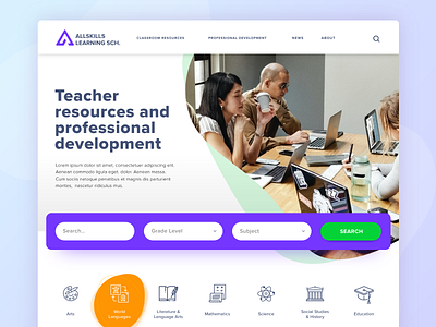 Allskills Hero colorfull colors design hero hero image hero section learning learning management system learning platform lms slider ui uidesign ux uxdesign