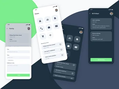 Notes - Light and Dark app dark design flat minimal mobile theme ui ux