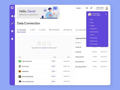 Data Connection Page Design app character design creative dashboad data management drag and drop dropdown illustration interface listings minimal modern design motion design product design typogaphy ui upload ux visual design web