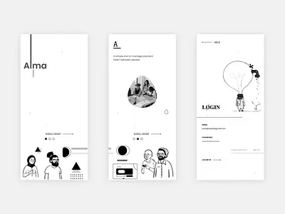 Alma illustration minimal mobile mobile app typography ui ux