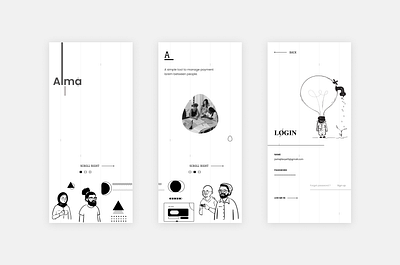 Alma illustration minimal mobile mobile app typography ui ux