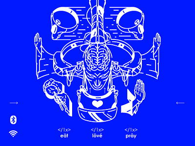 Eat, Pray, Love with Algorithms blue design eat electric blue flat flat design future illustration illustrator love people pray technology vector