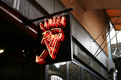 Camden Pizza Co beer camden craft food handmade london neon pizza pizza logo