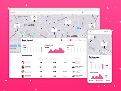 Dashboard - Heetch SaaS Fleet Management Platform dashboard desktop driver employee employer fleet heetch management mobile platform saas uber ui