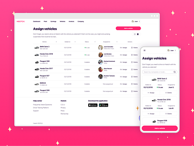 Vehicle Assignment - Heetch SaaS Fleet Management Platform assignment desktop driver employee employer fleet fleet management heetch mobile platform saas uber ui vehicle