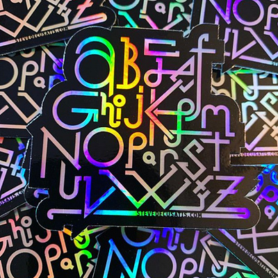 ABCD - Holographic abc customtype design foil holographic lettering monoweight sticker stickermule stickers type