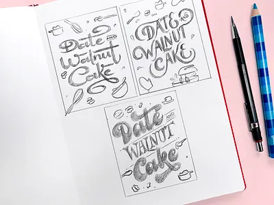 Process custom lettering design edibleheirlooms familyrecipes food graphic design hand lettering illustration lettering recipe script type typography