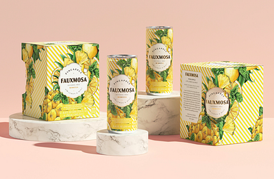 Packaging Illustration: Fauxmosa Pineapple botanical branding cocktail drawing illustration liquor nature packaging pattern surface design