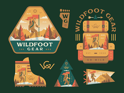 Wildfoot Gear backpack badges bigfoot explore hiking illustration outdoors patch sasquatch