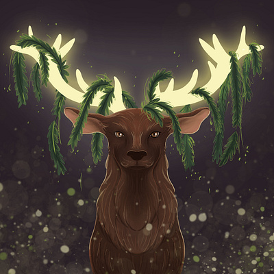 Spirit guide animal animal illustration art children art children book illustration deer horns illustration magical nature stag