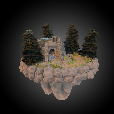 Tower Ruins 3d art blender3d illustration lowpoly