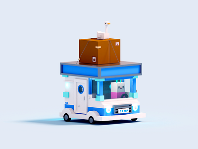 🚙 3d car drive duck illustration render truck voxel voxelart