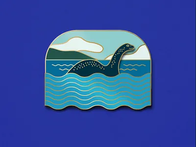 Nessie Sliding Enamel Pin creature cryptid desjgn enamel pin for sale illustration loch ness monster monster nessie product