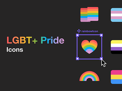 LGBT+ Pride Icons colors figma figma design figmadesign free free icons free icons download freebies icons lgbt lgbtqia pride pride 2020 pride month rainbow resources ui