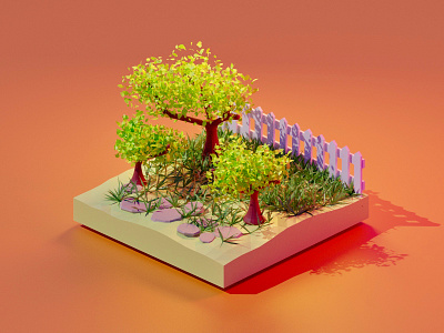 Garden 3D model - Blender 3D 3d 3d art 3d illustration 3d model blender blender 3d polygon art polygon modeling