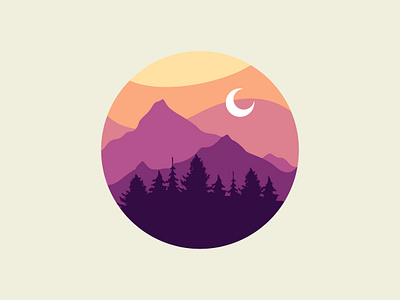 Night layers flat illustration logo minimal nature nature art night scene serene vector