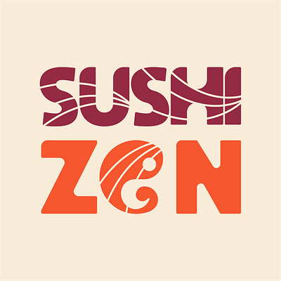 Sushi Zen branding design flat logo minimal vector