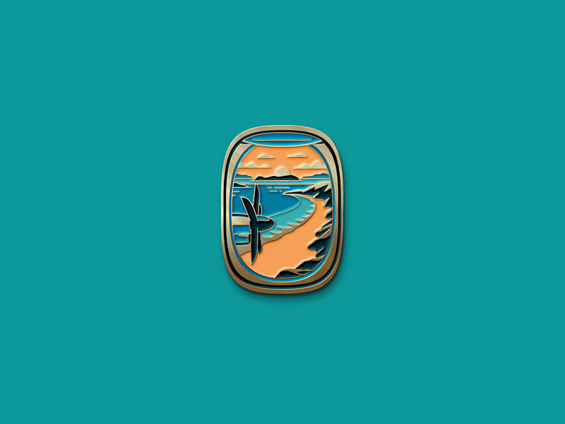 "Island" Print and Pin airplane airplane window beach dan kuhlken dkng dkng studios geometric island nathan goldman poster propeller screen print silkscreen texture tropical vector window